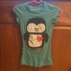 Kids' Teal Penguin Graphic T-Shirt